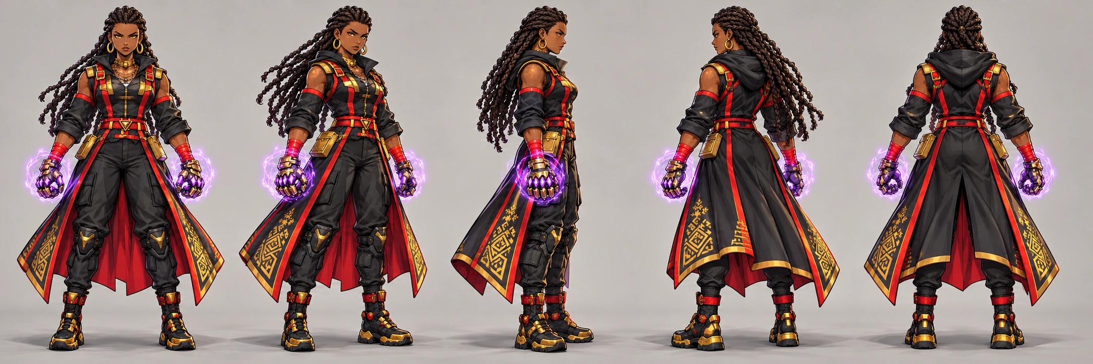 SYNDRA full-body front, front three-quarter, side, back three-quarter and back views